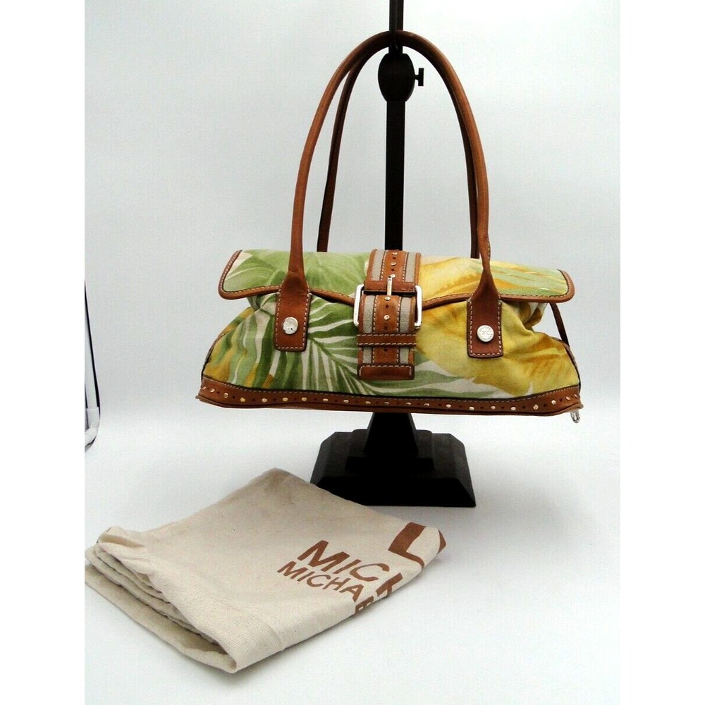 Michael Michael Kors Lg Tropical Print Canvas & Leather Handbag Tote w/Dust Bag